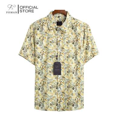 Áo sơ mi tay ngắn nam F FOMAN chính hãng, hoạ tiết Ethnic Paisley, vải Lụa thoáng mát, thấm hút, mềm mịn, không nhăn