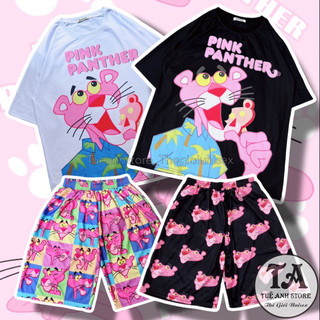  Set Bộ Đùi Báo Hồng Pink Panther cotton quần áo hoạt hình hoạ tiết đáng yêu - Bộ mặc nhà Cartoon form rộng Unisex nam nữ 