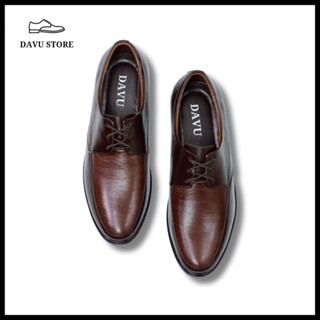 Giày Derby Nam Da Bò Cao Cấp Buộc Dây DAVU DV08 Nâu Sậm