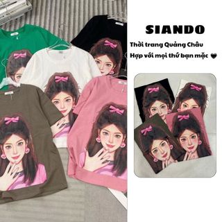 Áo thun nữ hàng quảng châu form rộng tay lỡ chất cotton đẹp SIANDO AT07