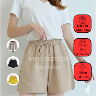 Quần short đũi ống rộng, quần đùi cạp chun lưng cao hàng loại 1
