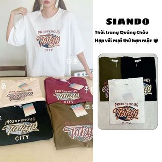 Áo thun nữ cổ tròn hàng quảng châu tay lỡ form rộng chất cotton đẹp SIANDO AT017