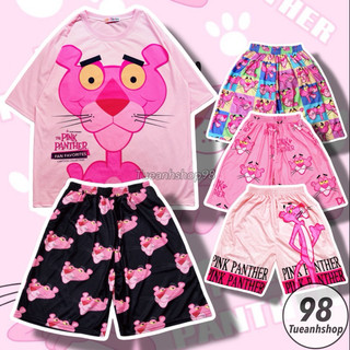  Bộ Quần Áo Báo Hồng Bộ Đùi Cotton Mặc Nhà Quần Short Nam Nữ lững Cartoon Unisex - Set Đồ Bộ Nữ hoạt hình cute dễ thương 