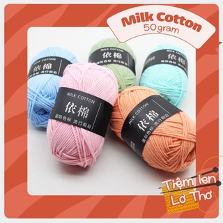 Len milk cotton 50g - loại đẹp mềm mịn (Đủ bảng màu)