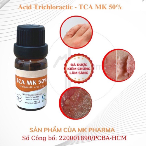 Dung dịch Acid Trichloroacetic 50% hỗ trợ Sùi Mào Gà, Mụn Cóc, Mụn thịt.