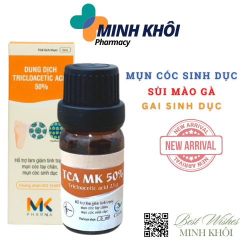 Dung dịch Acid Trichloroacetic 50% hỗ trợ Sùi Mào Gà, Mụn Cóc, Mụn thịt.