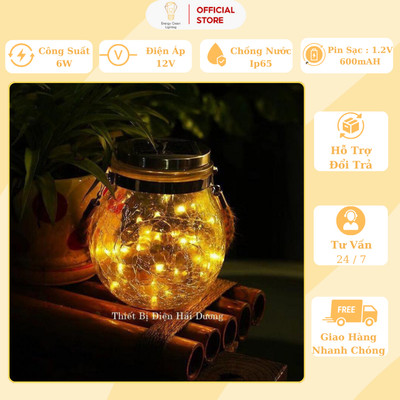 Đèn LED Lọ Thủy Tinh Energy Green Lighting Treo Cây Năng Lượng Mặt Trời MT-145 Trang Trí Ngoài Trời - Sân Vườn