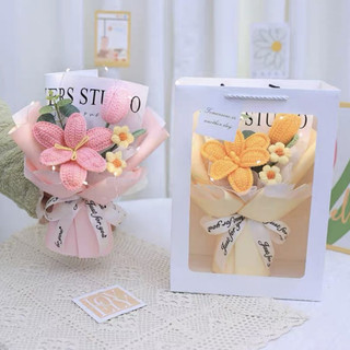 Bó hoa tulip bằng len bó sẵn làm quà tặng sinh nhật, quà lưu niệm
