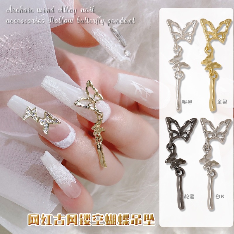 Charm bướm dây xích đính trang trí móng