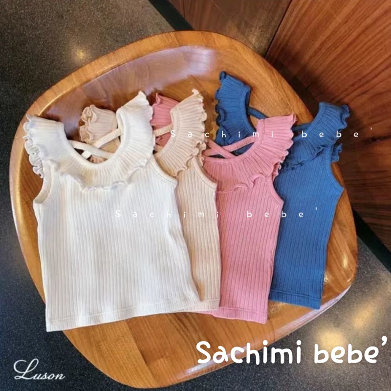 áo cotton cho bé gái cổ bèo đan lưng mềm mát SA52CG