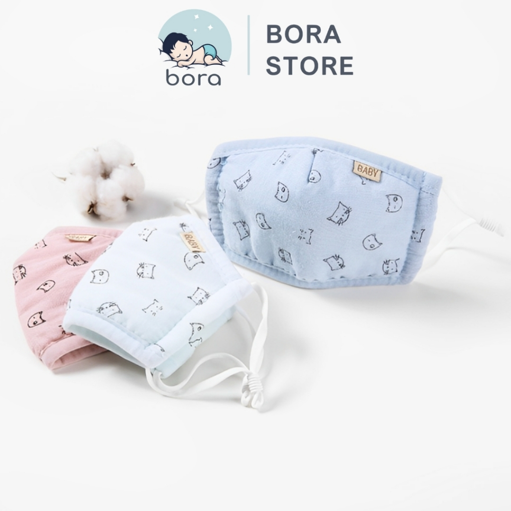 Khẩu trang cho bé 3D với 4 lớp chống bụi Có nút chỉnh quai đeo