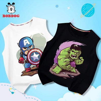 Áo ba lỗ bé trai BOBDOG chất liệu cotton thấm hút mồ hôi thoáng khí in hình siêu anh hùng cho bé