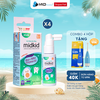 Liệu trình bảo vệ - 4 hộp Xịt chống sâu răng Midkid cho bé giúp chăm sóc răng miệng, ngăn ngừa cảm cúm khi giao mùa