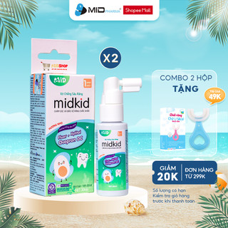 Combo 2 hộp Xịt chống sâu răng Midkid cho bé từ 1 tuổi giúp bảo vệ men răng làm trắng răng, ngăn ngừa mảng bám, ố vàng