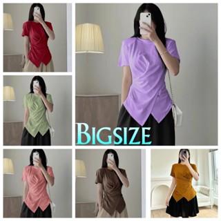 HỎA TỐC Áo Thun Nữ Bigsize 50-95kg Cổ Tròn Xoắn Eo Tà Chéo Chất Thun Gân Tăm