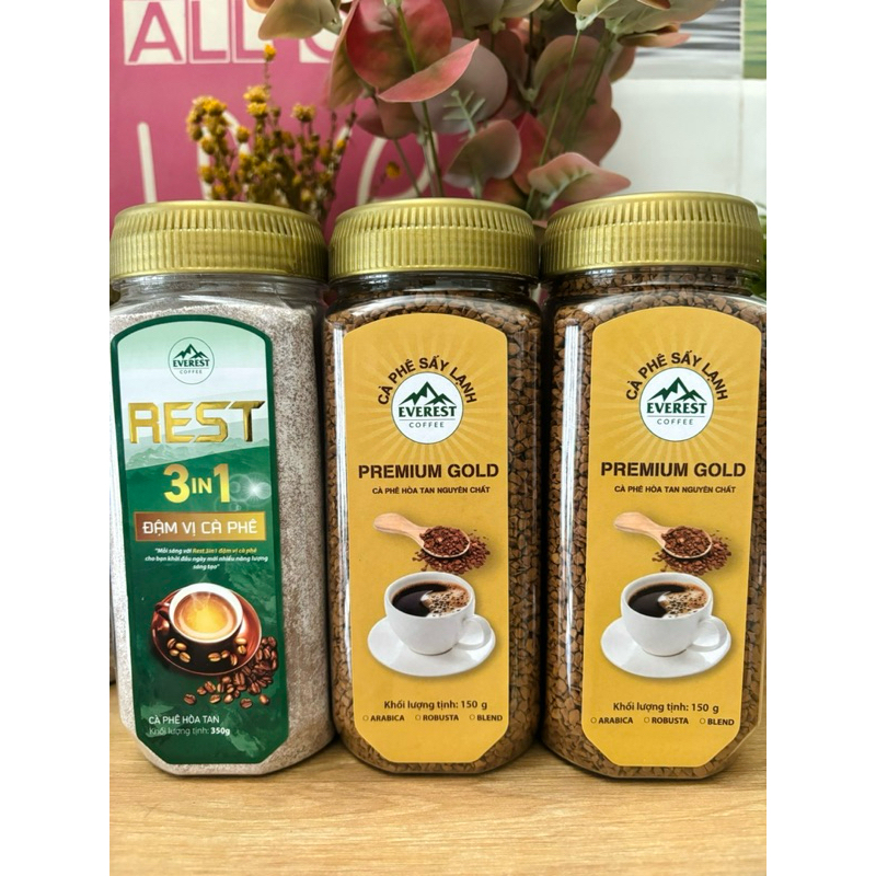 Combo 2 hũ 150g cafe đen sấy lạnh+1 hũ 350g cafe sữa Rest 3in1 đậm vị
