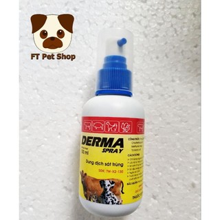 Derma Spray 100ml - Thuốc xịt trị viêm, ghẻ lở trên da cho chó mèo gia súc