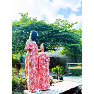 đầm maxi hoa trễ vai