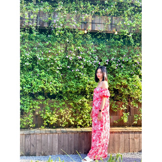 đầm maxi hoa trễ vai