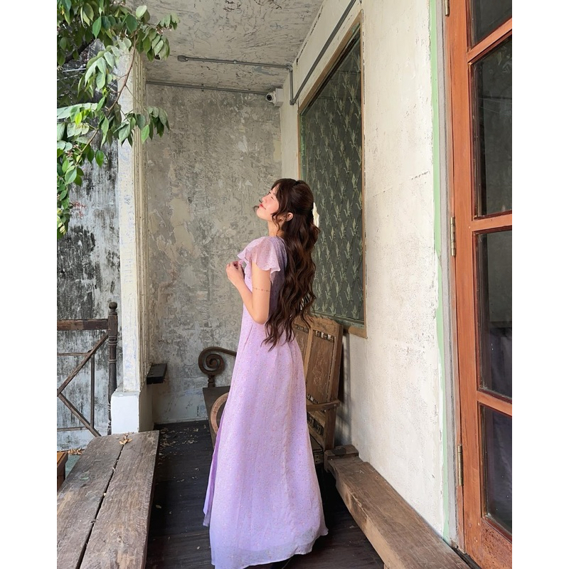 Đầm maxi voan hoa nhí RUCHAN