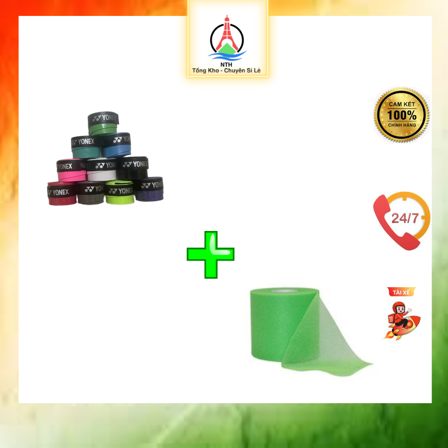 💸COMBO 95K 💸 10 QUẤN CÁN YONEX + 1 QUẤN CỐT 0.06*20( ĐƯỢC CHỌN MÀU )