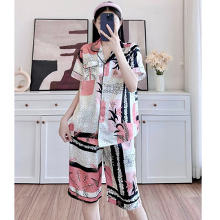 Đồ bộ Pijama lửng Lụa satin cao cấp, mát nhẹ, thoải mái, phom rộng bigsize Mĩm Store