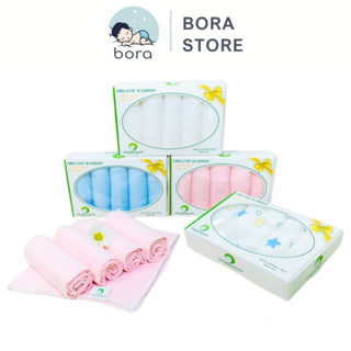 Khăn sữa sợi tre cao cấp kháng khuẩn, khử mùi, thấm hút, mềm mịn 3 lớp Anminaza [Hộp 5, 10 khăn]