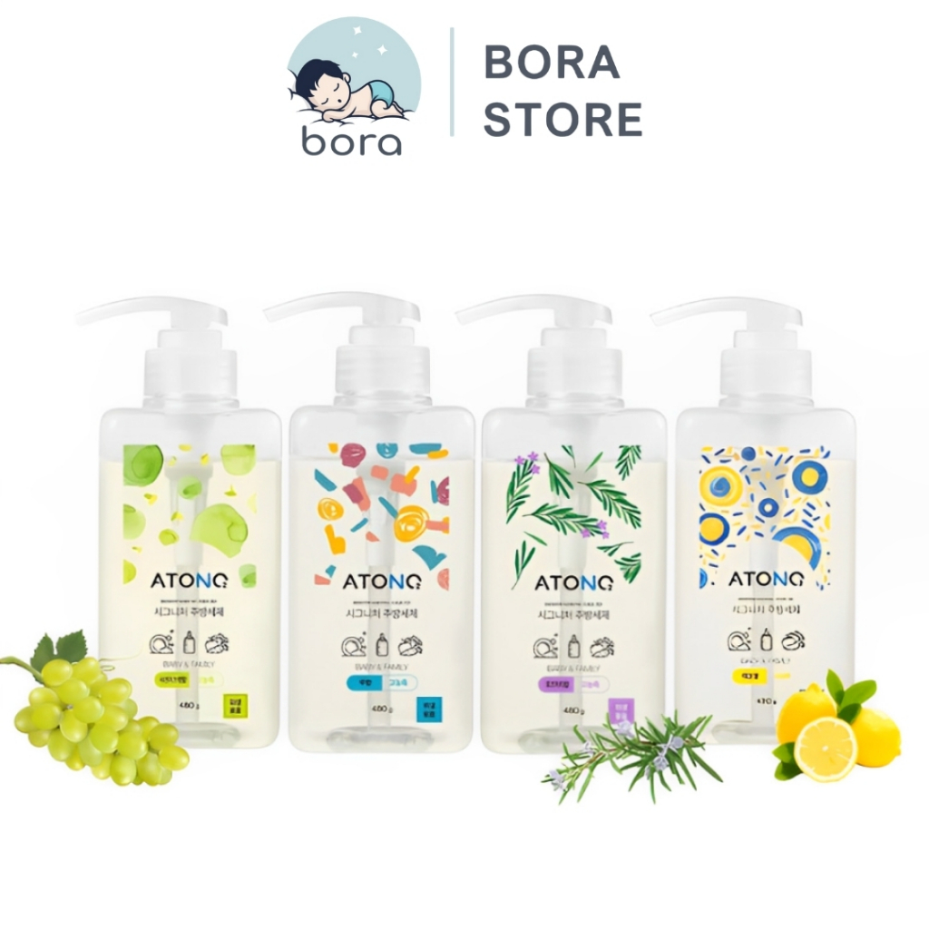 Nước rửa bình sữa Atono2 480g Hàn quốc, nước rửa bát và rau củ thuần chay, an toàn cho bé sơ sinh