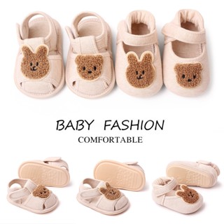 Dép tập đi cho bé hình gấu thỏ đáng yêu chất liệu cotton tự nhiên, vải mềm nhẹ cho bàn chân bé MS64