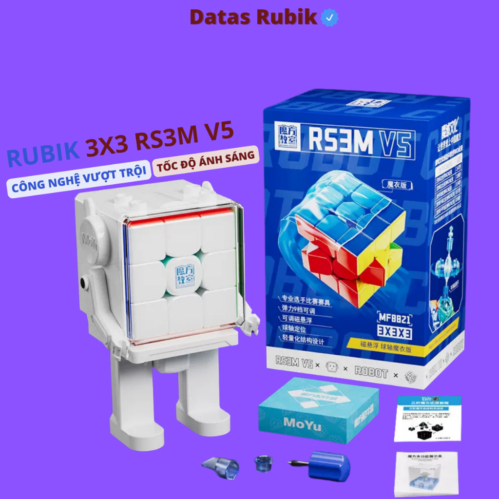 Rubik 3x3 MoYu RS3M V5 Robot RS3 M 3x3 Magnetic, UV Rubic 3 Tầng Cao Cấp Nam Châm Đồ Chơi Trí Tuệ Da