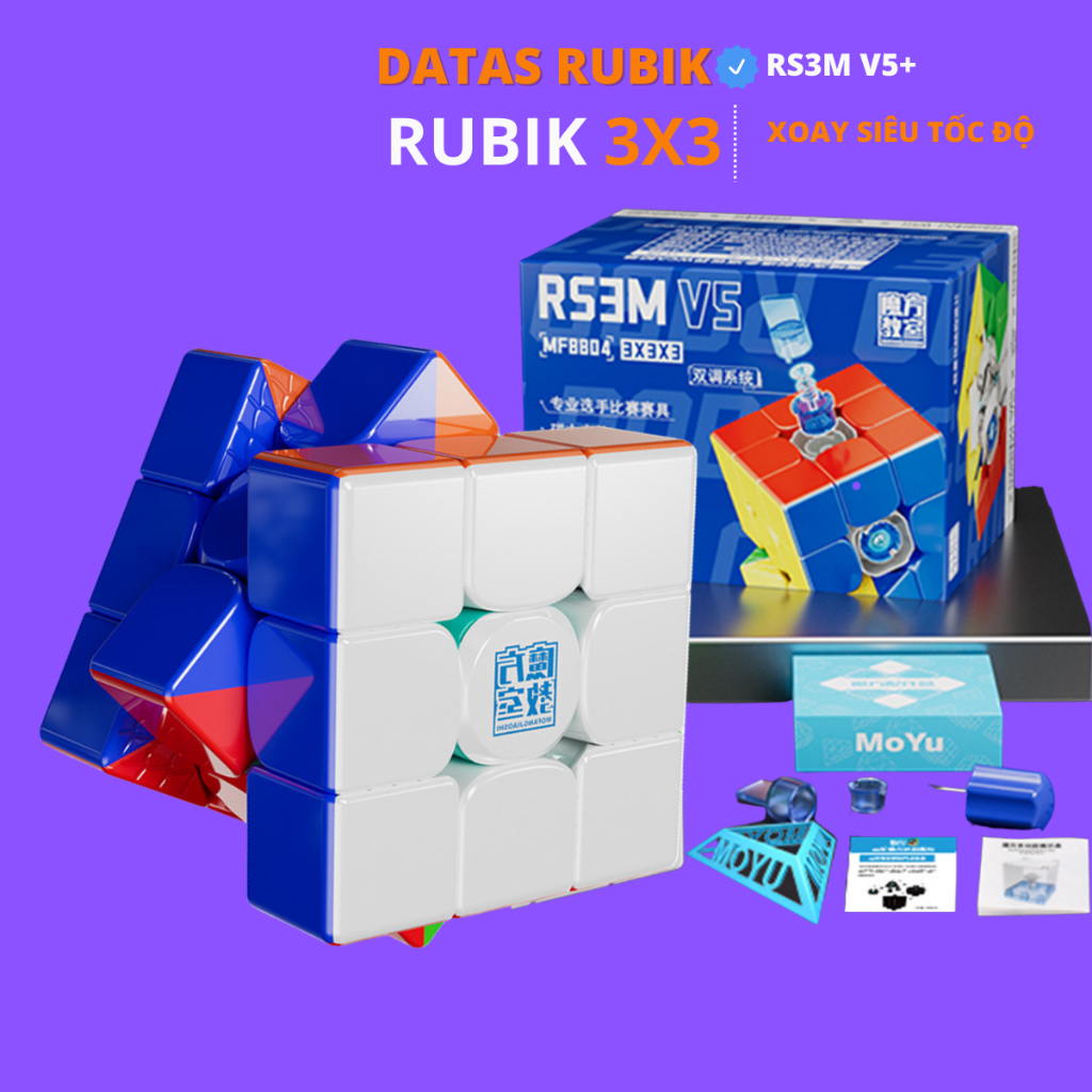 Rubik 3x3 MoYu RS3M V5 RS3 M 3x3 Magnetic  UV Rubic 3 Tầng Cao Cấp Nam Châm Đồ Chơi Trí Tuệ Datas Ru