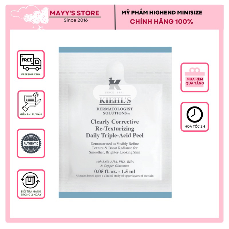 Gói Tinh Chất Peel Da Kiehl's Daily Re-Texturizing Triple Acid Peel 1.5ml