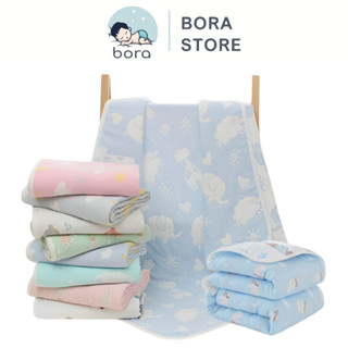 Chăn cho bé 6 lớp cotton muslin họa tiết 2 mặt 110x110cm
