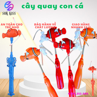 Đồ chơi bộ đồ chơi cây quay con cá cây quay phát sáng có nhạc có kèm pin