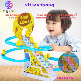 Vịt leo thang vịt leo cầu thang bộ to ba tầng 10 vịt có nhạc và có đèn ngộ nghĩnh, đồ chơi xe vit leo thang cho bé