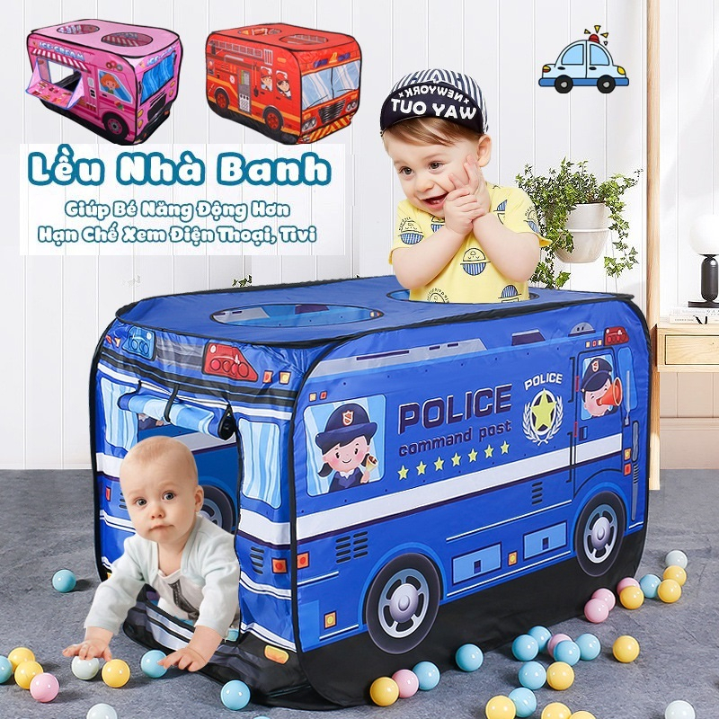 Lều đồ chơi cỡ lớn cho bé lều ô tô nhà banh đa chức năng có thể làm đồ chơi trong nhà và ngoài sân vườn