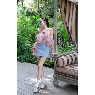 Áo tơ hoa cổ yếm