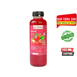 Nước cốt dâu tây nguyên chất 500ml NutiFarm - Siro dâu tây đặc sản đà lạt