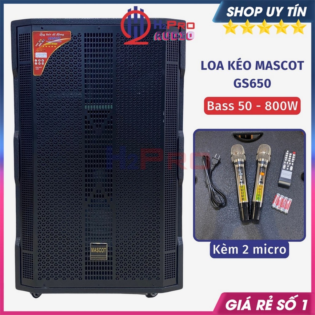 Loa Kéo Karaoke 5 Tấc MASCOT GS650 Bass 50 3 Đường Tiếng, Tặng 2 Micro Kim Loại UHF - H2pro Audio