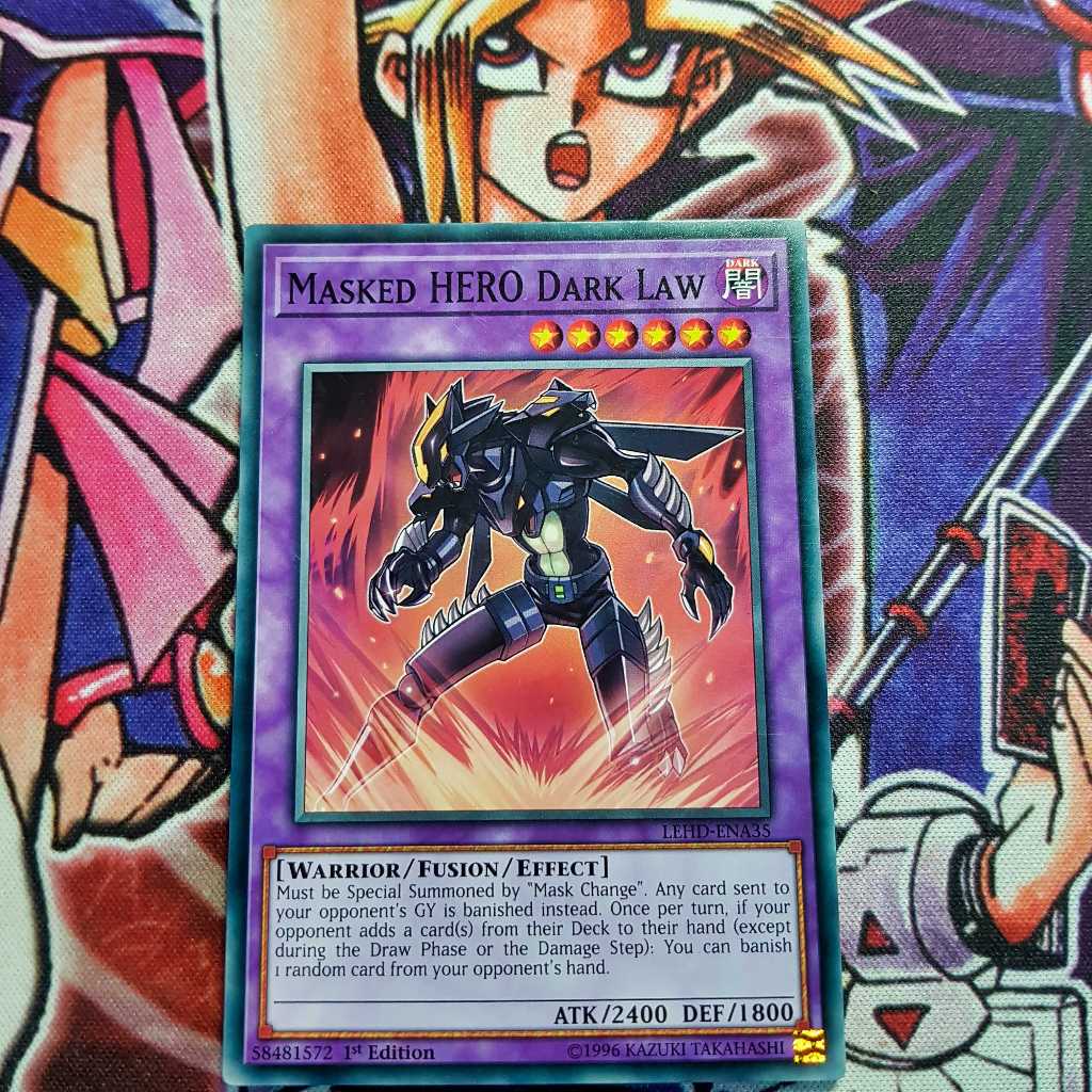 Thẻ bài Yugioh chính hãng | Masked hero Dark Law | LEHD common.