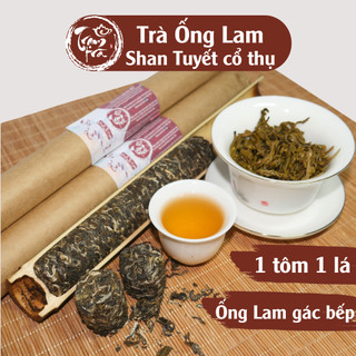 Trà ống lam shan tuyết cổ thụ gác bếp 1 tôm 1 lá, trà ông lam gác bếp shan tuyết côt thụ 100gr 1 ồng
