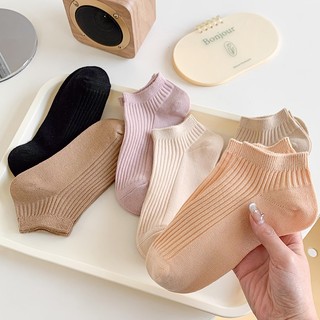 Vớ tất cổ ngắn len tăm trơn màu basic