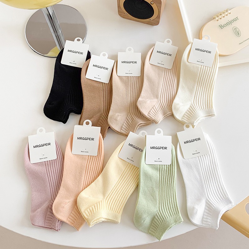 Vớ tất cổ ngắn len tăm trơn màu basic