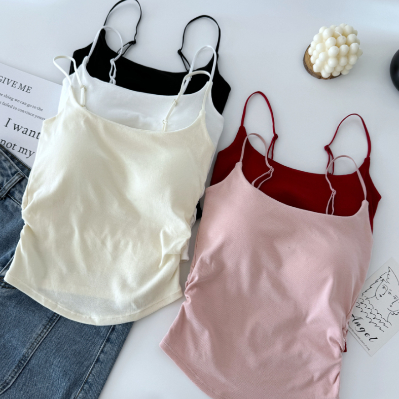 LOẠI ĐẸP- Áo hai dây màu trơn có mút đệm ngực dây quai điều chỉnh nhún sườn thời trang mùa hè quyến rũ 2138 LILIRIA