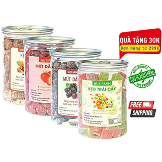 Kẹo dẻo hương trái cây, kẹo dâu tây, dâu tằm, kẹo me 400gr NutiFarm đồ ăn vặt