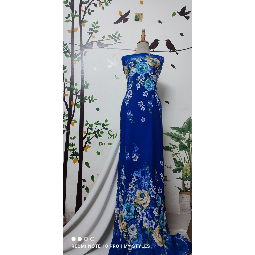 2m vải lụa lạnh, hoa văn chân tà - lụa Mango chính phẩm