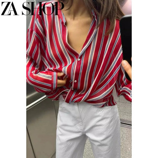 Áo Zara sơ mi kẻ sọc đỏ voan mát mềm- Luumooc