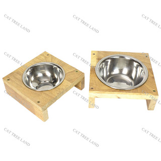 BÁT ĂN CHÓ MÈO BẰNG INOX, KÈM KHAY GỖ TỰ NHIÊN SIÊU CỨNG, CHỐNG NƯỚC 33.37.37 - KHAY ĐỰNG THỨC ĂN THÚ CƯNG