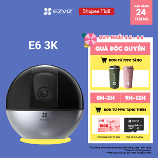 Camera WI-FI EZVIZ E6 3K Quay Quét 360 Độ, Phát hiện người và thú cưng, Vẫy tay để tạo cuộc gọi