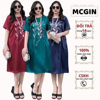 [CG040] Đầm Dự Tiệc Trung Niên Thiết Kế Bigsize MCGIN Cổ Tròn Form Suông A Thêu Hoạ tiết Roxana Cao Cấp Thanh lịch